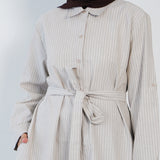 Emma Long Shirt - Stripe Beige