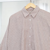 Biggy Stripe Oversized Shirt Brown