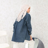 Frayed Top Jeans Dark Blue